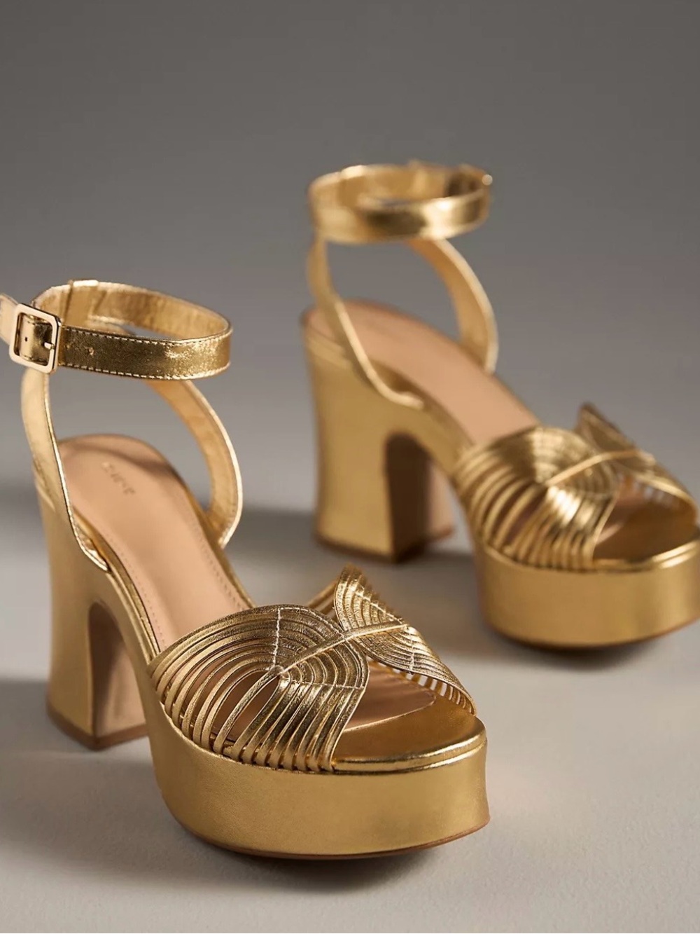 Anthropologie Maeve Platform Heels Gold